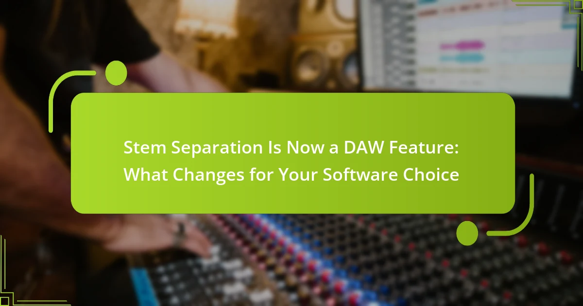 Stem Separation Is Now a DAW Feature: What Changes for Your Software Choice