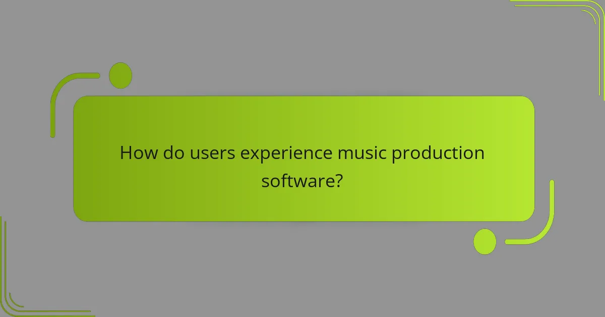 How do users experience music production software?